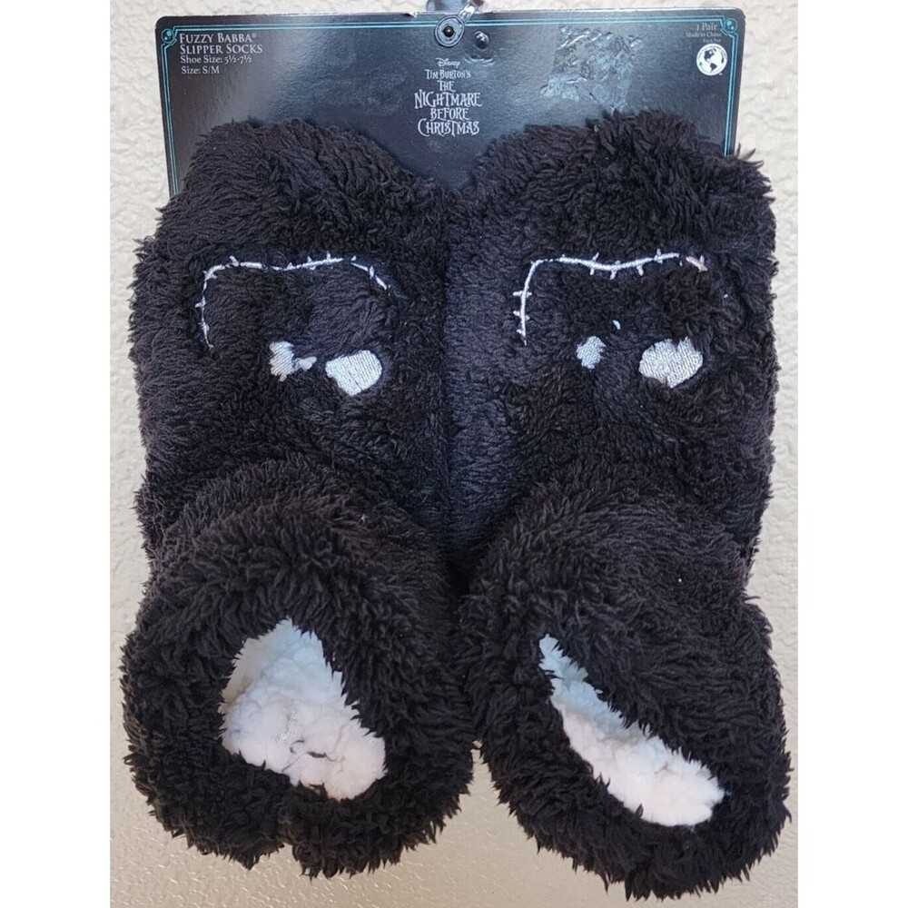 Fuzzy Babba Nightmare Before Christmas Slipper Socks Jack Skellington S/M
